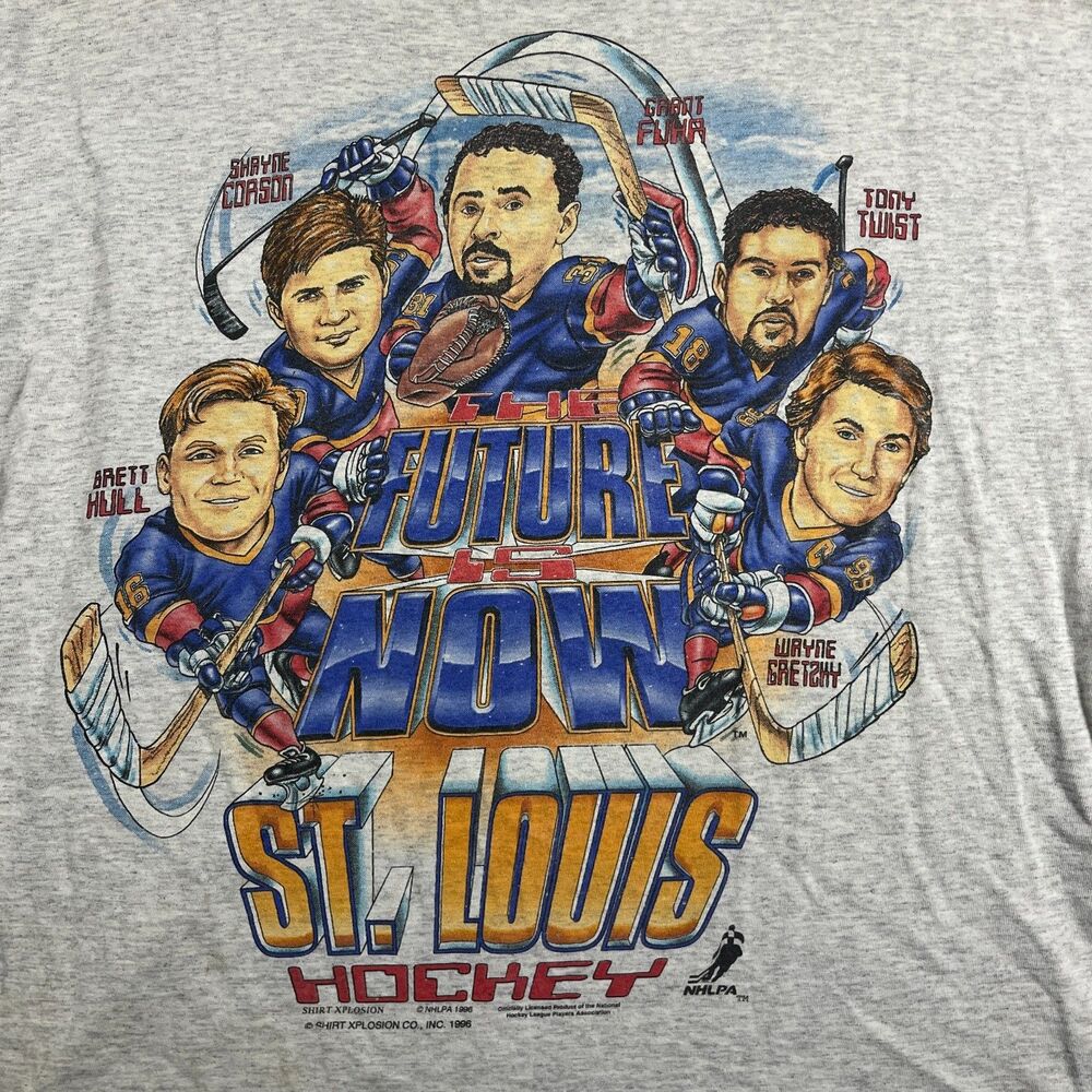 Vtg 1996 St. Louis Blues Future Now Delta T-Shirt Gretzky Hull Etc Gray Men's XL